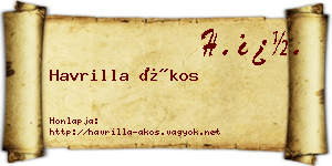 Havrilla Ákos névjegykártya